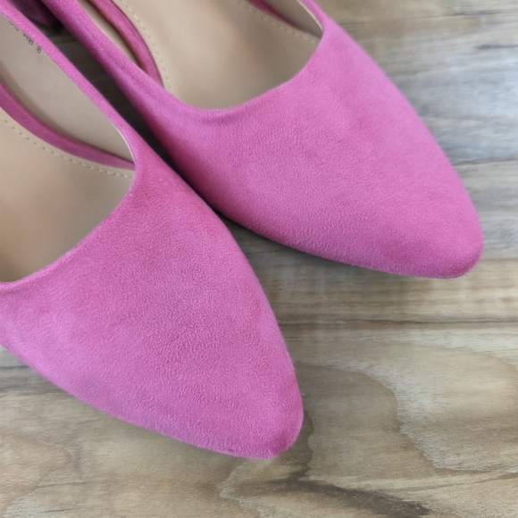 📃☔️🩵⏭️NIB Pink Suede Closed Toe Chunky Block Heel Shoes Size 8 - Picture 14 of 16